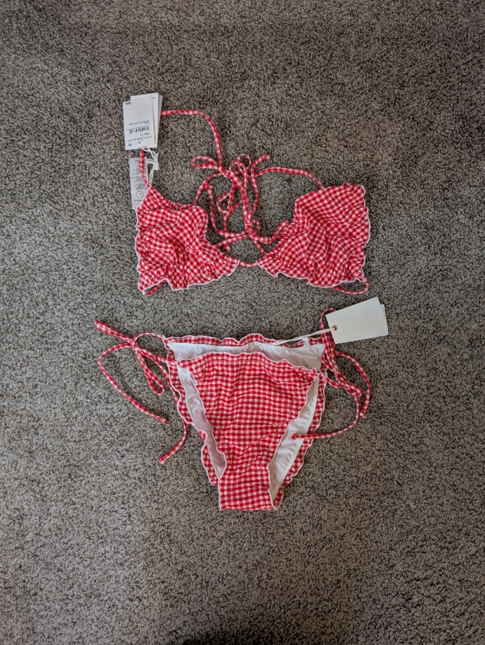 NWT Good American Red Checkered 2pc Bikini